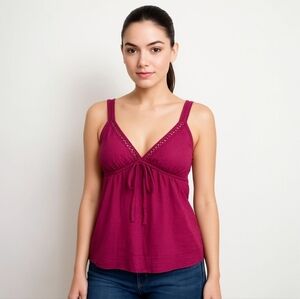 Vintage Y2K Aeropostale Babydoll Cami Top -  Sequin Trim Pin Dot Coquette - S